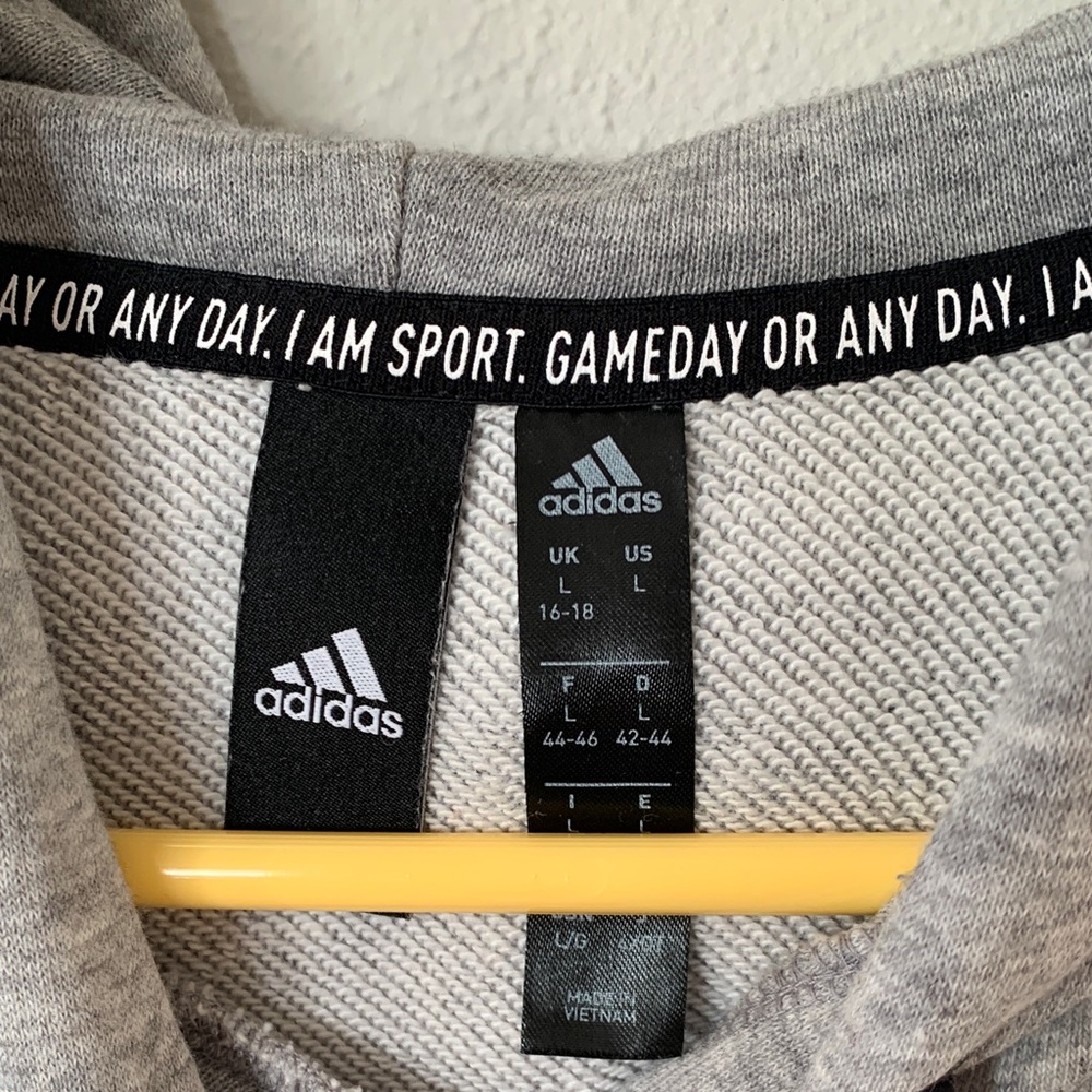 Adidas Heather Gray Pullover with Black Emblem - Picture 5 of 6